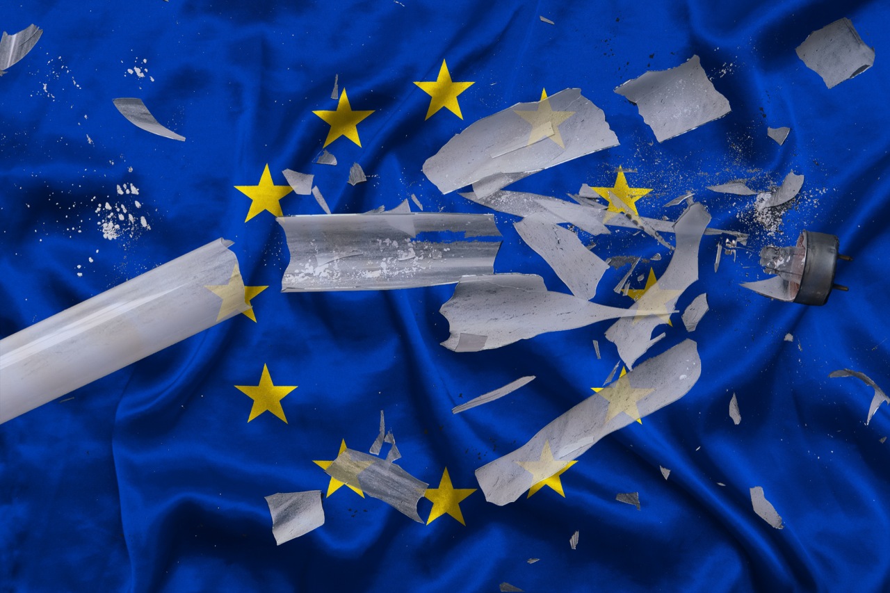 A European Union Flag With Broken Tube